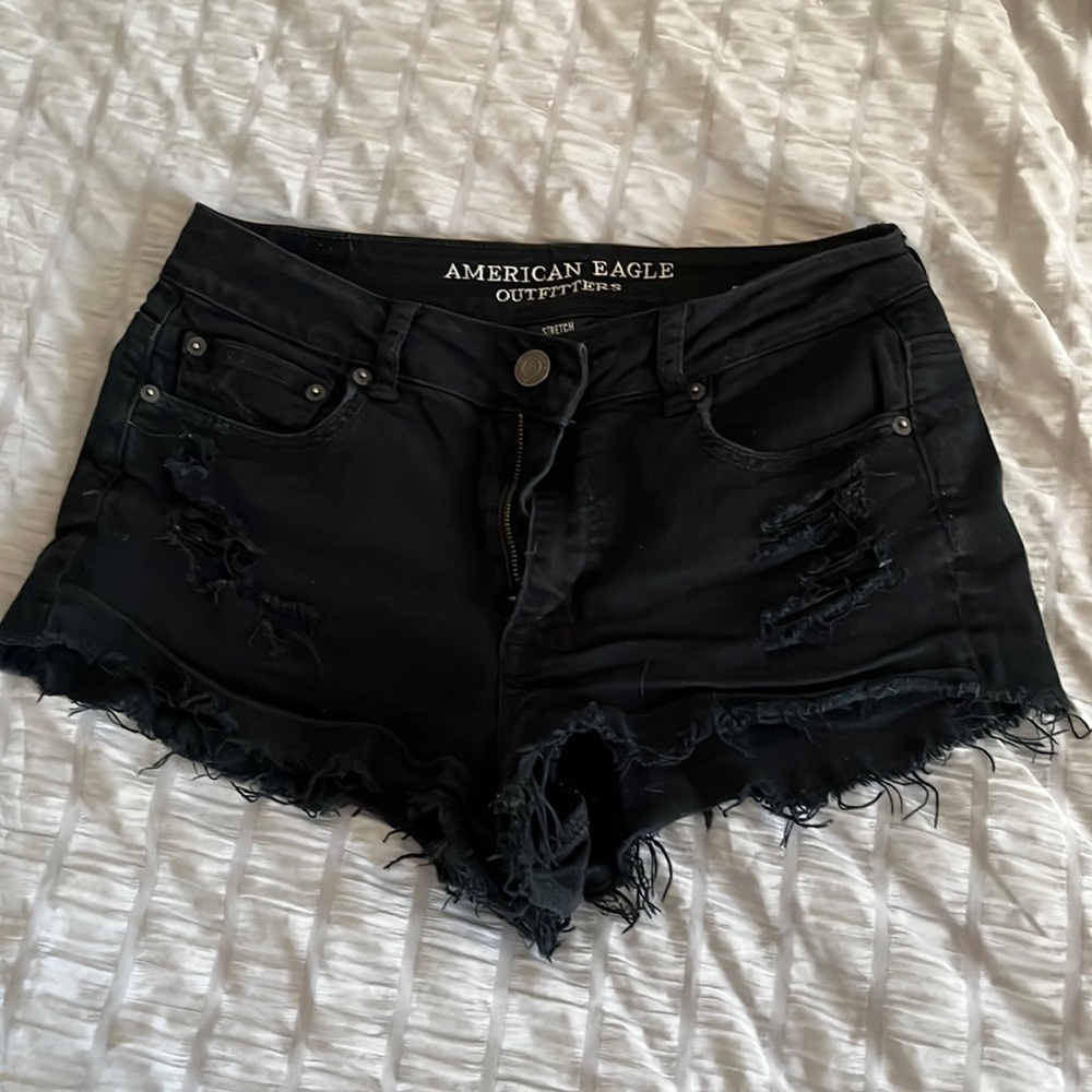 American Eagle black hi rise festival shorts